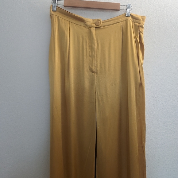 Corey Lynn Calter Petra Gold Satin Wide Leg Pants - Picture 4 of 14